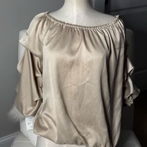 MSK Off-the-Shoulder Blouse – Lightweight Textured Puff Sleeve Top